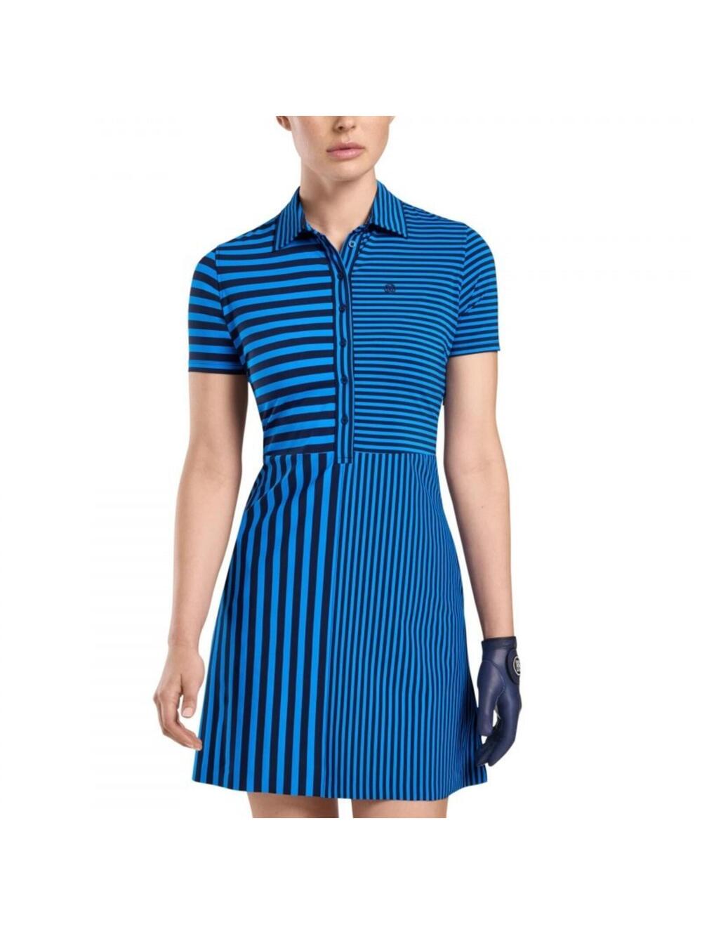 NEW G/FORE Women's Mixed Stripe Golf Dress Twilight Blue Size-XL NWT